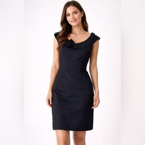 Calvin Klein Black Sheath Dress Size 14 NWT Bow Detail